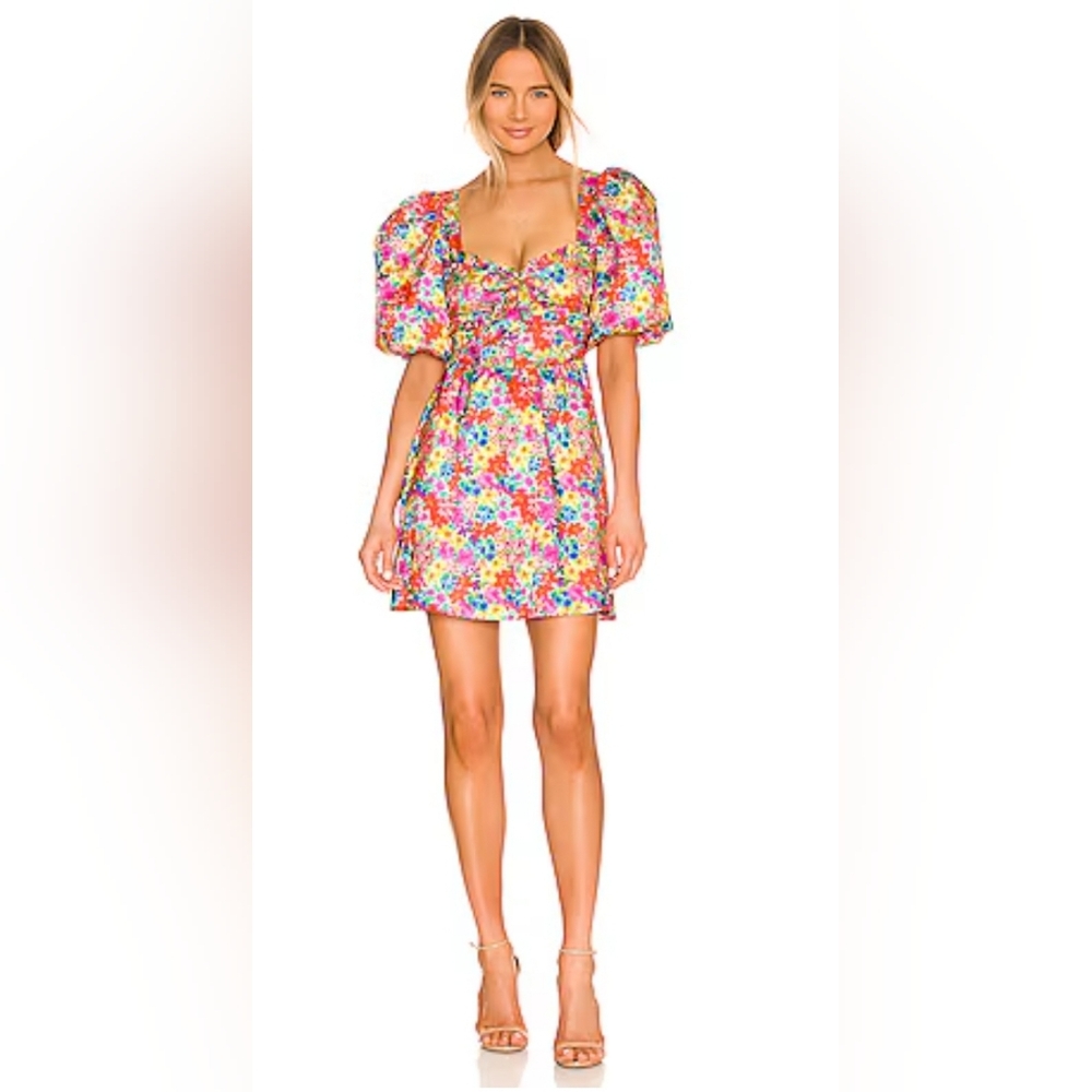 For Love and Lemons merrill puff sleeve floral dress free people Nwot Small